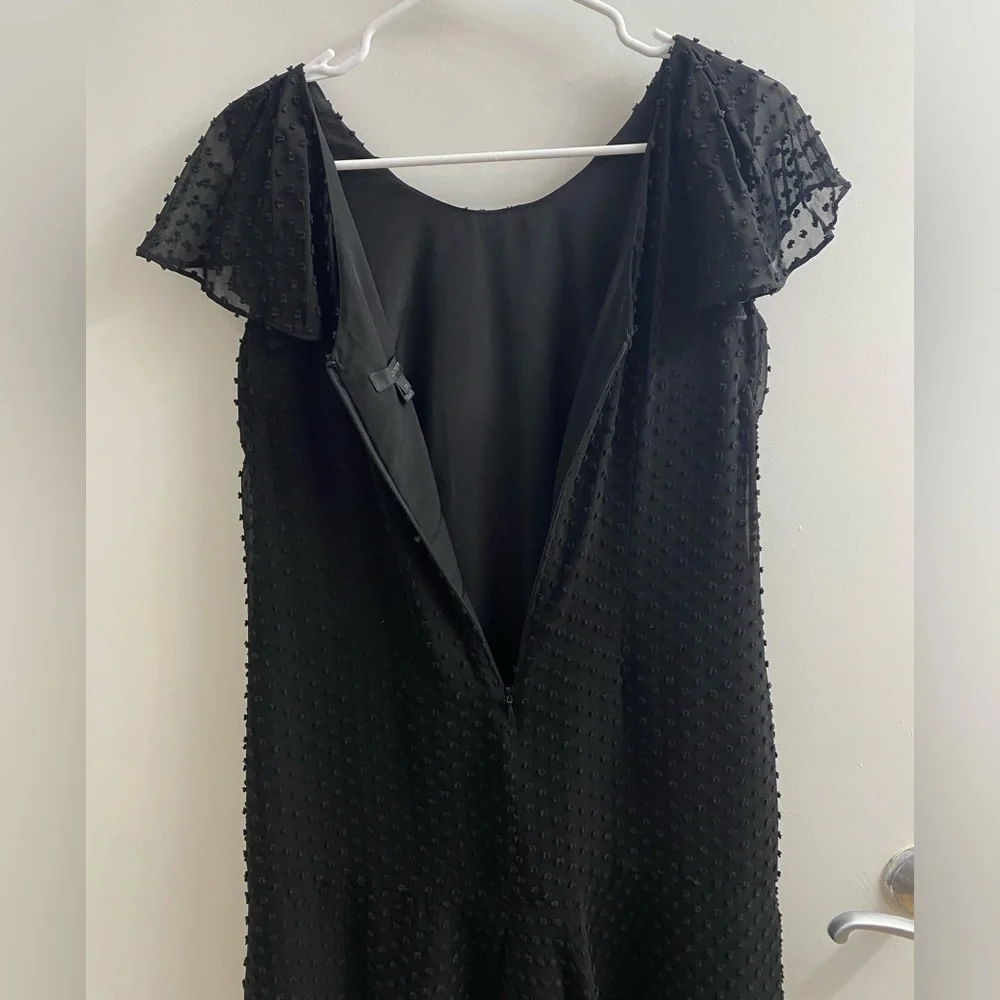 J. CREW Black Flutter Sleeve Silk Dress Size 2P